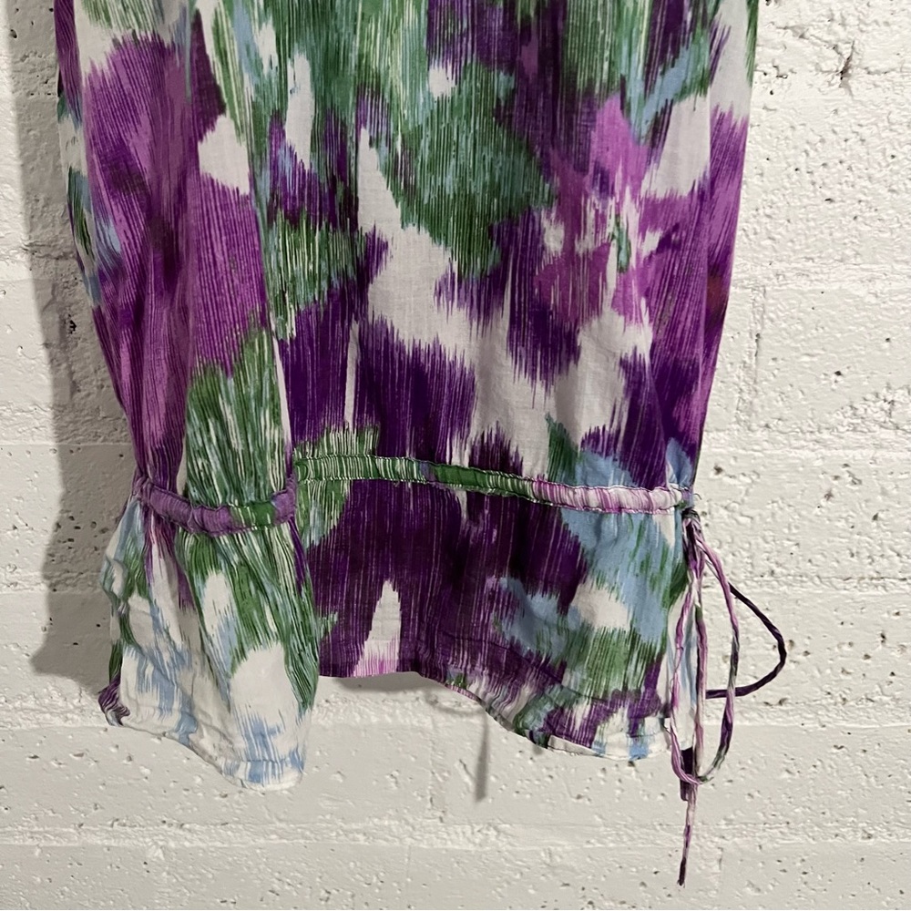5/$25 Forever 21 Juniors Tank Top L Purple Green Adj Straps Cotton Watercolor - Picture 3 of 6